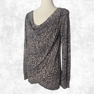 Calvin Klein Snakeskin Blouse – Size L – Animal Print Tie-Neck Top